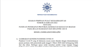 Berikut Edaran PP Muhammadiyah Tentang Penerapan Protokol Kesehatan Ibadah Ramadan dan Idulfitri 1443 H