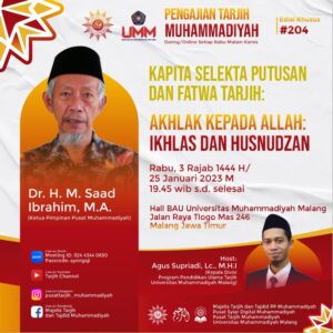 Digelar di Malang, Pengajian Tarjih Edisi Spesial akan Gelar Road Show