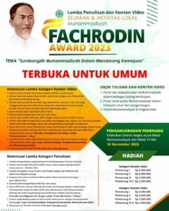 Sambut Milad Muhammadiyah, MPI Gelar Lomba Video dan Penulisan Fakhruddin Award 2023