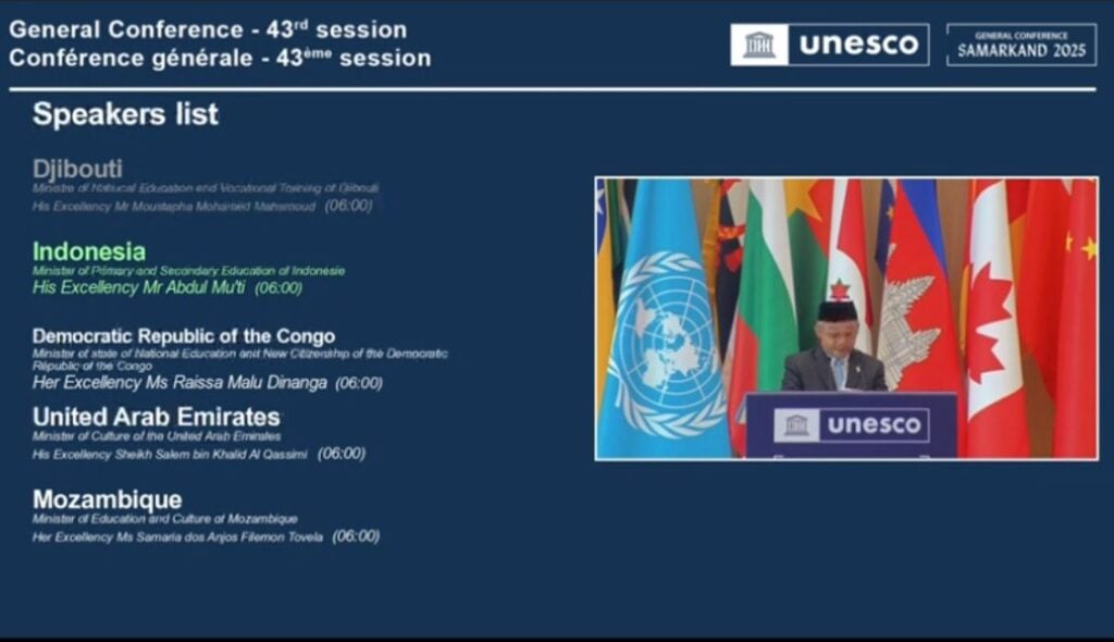 Hadir di Sidang UNESCO, Abdul Mu’ti Serukan Penguatan Nilai Kemanusiaan di Dunia Pendidikan